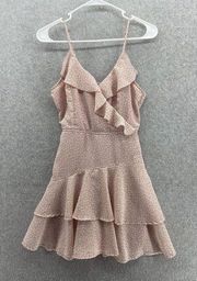 Japna Women's Dress Surplice Ruffled Size Medium Pink Foliage Sleeveless