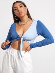 SheIn Tie Front Crop Top