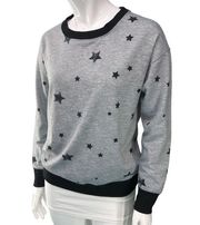 Splendid Womens Size XS Star Print Sweatshirt Sweater Pullover Ringer Gray Black