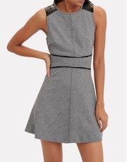 10 Crosby Derek Lam Houndstooth Mini Dress With Lamb Leather Trim 6 EUC