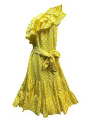 Lisa Marie Fernandez Target Dress Womens S Yellow Linen Blend Polka Dot Midi