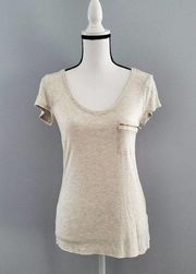 Willi Smith Cream Tee With Zipper Pocket Size S