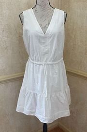 Vineyard Vines Harbor Seersucker White Drawstring Dress Cotton Crinkled Size M