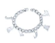 Disney Couture Kingdom Aladdin Princess Jasmine Charm Bracelet Silver Tone