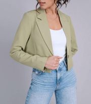 Stretch Crepe Cropped Blazer Sage Green Medium