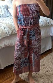 Strapless print jumpsuit