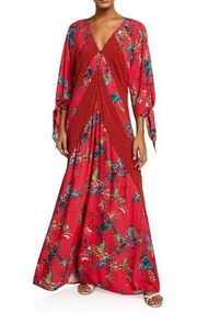 Johnny Was Malakye Paneled Floral-Print Maxi Coverup Size Medium