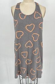 Love Moschino Racerback Tank Dress Sz 4 Gray Pink Heart Print