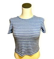 Love, fire women’s white  navy stripe crop top Sz Medium New