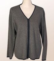 GEOFFREY BEENE “SPORT” Vintage grey and black zipper cardigan. Size Medium. EUC