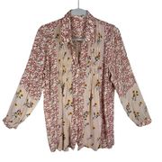 Jane & Delancey Multicolor Floral Long Sleeve Collared Lightweight Button Up L