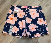 NWT  Scalloped Hem Tailored Shorts Navy Pink Floral 4