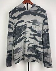 Revolve Monrow Gray Camouflage Lightweight Pullover Hoodie