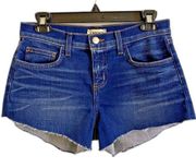 L’AGENCE Womens Ryland‎ High Rise Frayed Denim Shorts Size 25