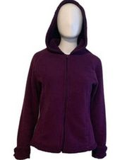 Faded Glory Women's Size XS Fleece Jacket Purple Long Sleeve Hooded Winter Coat