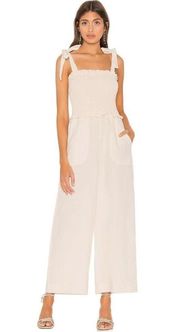 Rebecca Taylor Linen Smocked Jumpsuit in Cream 10 Womens Outfit Playsuit