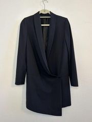 AllSaints Black One Button Blazer, Size 4 (US), 36 (EUR) Wool Italian Cloth