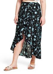 Swim Wrap Sarong By Agua Bendita Navy Blue Deep Sea Print XXL NWT