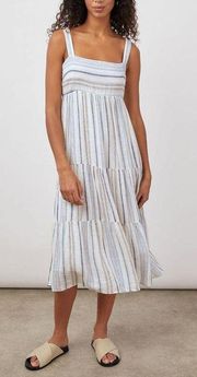 NWOT Rails Shailene Stripe Coastal Minimalist Stripe Linen Blend Midi Dress M