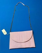 NWT Mud Pie Pink Seersucker Crossbody with Gold Chain Strap