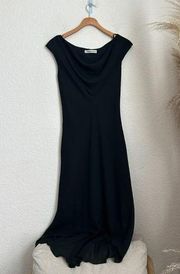 Jonathan Martin vintage 90's black cowl neck ruffle hem dress size 5