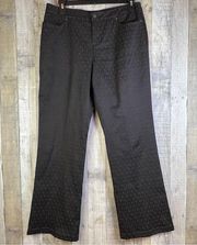 A Line Anne Klein Stretch Size 12 Brown Flare Leg Dress Slacks with Lion…