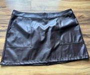 A new day brown faux leather mini skirt XL