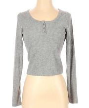 Wild Fable Grey Henley Button Long Sleeve