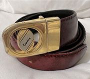 PIERRE CARDIN Vintage Reversible Logo Black / Burgundy Leather Belt | 1980s