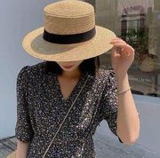 Korean style women's hat Ribbon Straw Sun Hat Breathable Large Brim Beach