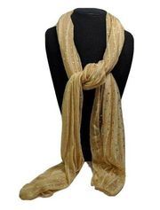 New Handmade Gold Silk Sparkling Scarf 16x31 inches A44