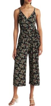 KAILEIGH Stitch Fix Black Floral Rica Knit Cropped Jumpsuit Women's Small