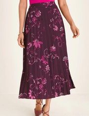 NWOT CHICO'S Floral Woven Pleated Midi Skirt Purple SZ-4