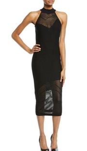 Cushnie et Ochs Stripe Mock-Neck Knit Sleeveless Body-Con Dress NWT Medium Black