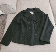 Old Navy Black Double Breasted Pea Coat Recycled Wool Blend Size Medium