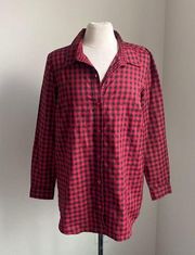 BLAIR Red Buffalo Plaid Button Down Shirt Size Medium