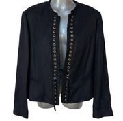 Vintage  Blazer Dark Navy Blue Grommets Jacket Business Women's Size 12