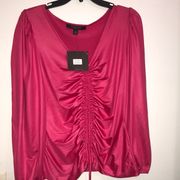 - Medium ANDREW MARC BY Mark New York Women’s Pink Balloon Sleeve Top NWT -…