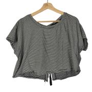 Boutique Storia Black & White Stripe Lace Up Back Crop T-Shirt S