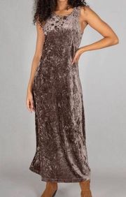 NWT Natural Life Crushed Velvet Sleeveless Maxi Dress Brown Large