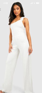 white one shoulder jumpsuit