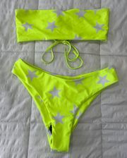 Neon Star Bandeau Bikini New