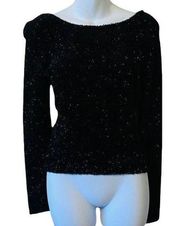 Cache Y2K holiday black Sparkle sheer back sweater