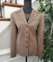 Larry Levine Women's Tan Polyester Blend Long Sleeve Collared Casual Blazer