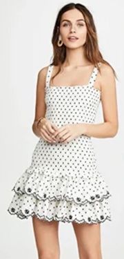 Womens  Herbie Polka Dot Ruffle Smocked Mini Dress size Small