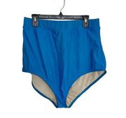 Cacique Swim Super High Rise Swim Bottom Full Coverage Blue Size 22