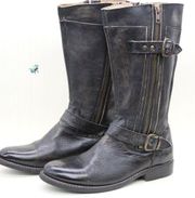 Bed Stu Gogo Lug Women's Black Distressed Leather Combat & Moto Boots Sz US 9.5