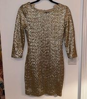 TFNC London Gold Sequin Long Sleeve Dress - Size Small!