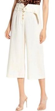 June & Hudson Linen Crop Pants Ivory