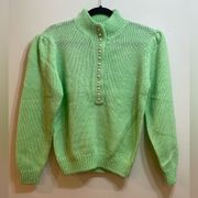 Vintage Lime Green Sweater with Pearl buttons